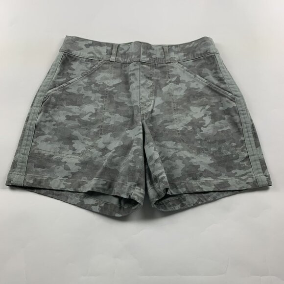 Spanx Sage Camouflage Stretch Canvas Pull On Shorts M - Picture 1 of 6